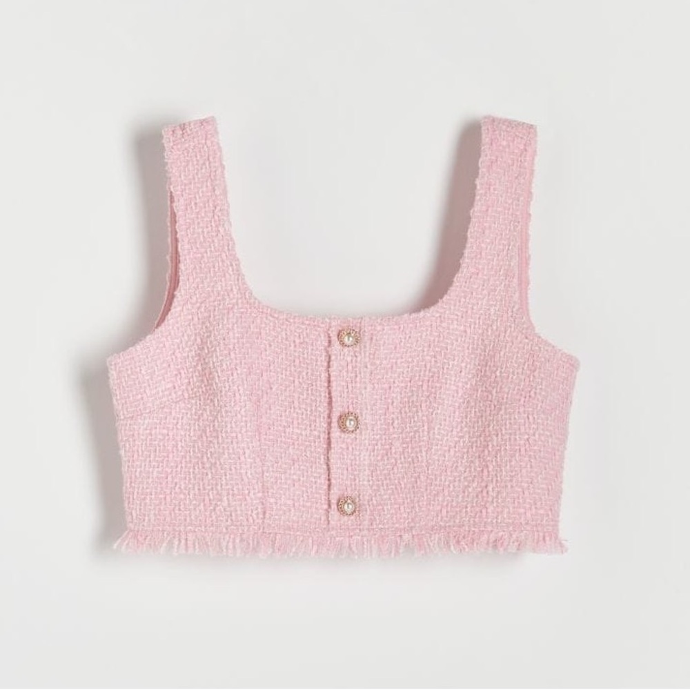 Pink Tweed Crop Top